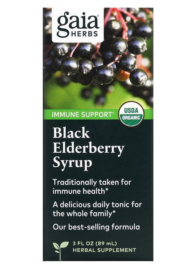 Gaia Herbs Black Elderberry Syrup Immune Support 3 fl oz (89 ml) 