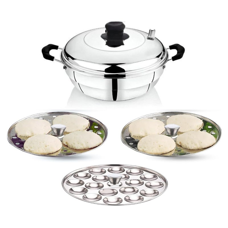 AadiVeer Royal Idli Cooker Multi Kadai Idli Kadai Idli Maker With Mini Idli Plate 8 Idlies 18 Mini Idlies - Image 1