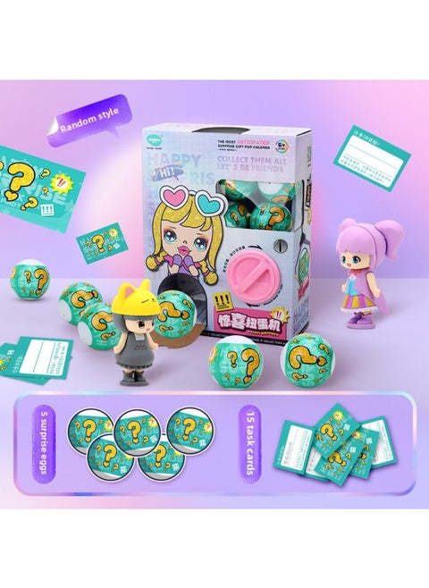 Egg Baole Surprise Doll Egg Twisting Machine Small Toy Mini Doll Funny Egg Girl Gift Egg Twisting Blind Box-Color:Surprise Doll Egg Twisting Machine (including 5 Twisted Eggs +15 Task Cards)