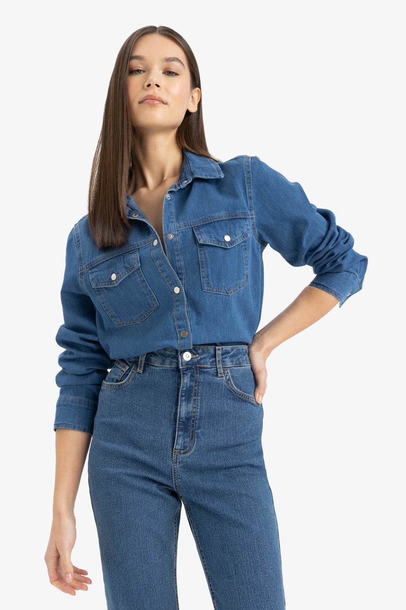 DeFacto Woman Slim Fit Jean Shirt - Image 1