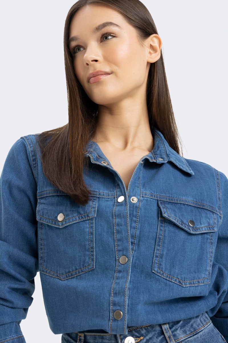 DeFacto Woman Slim Fit Jean Shirt - Image 4