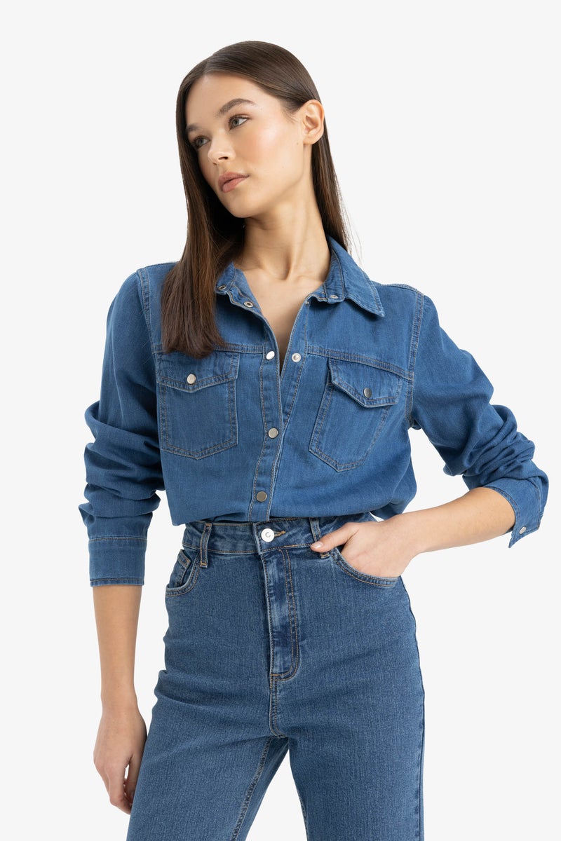 DeFacto Woman Slim Fit Jean Shirt - Image 3