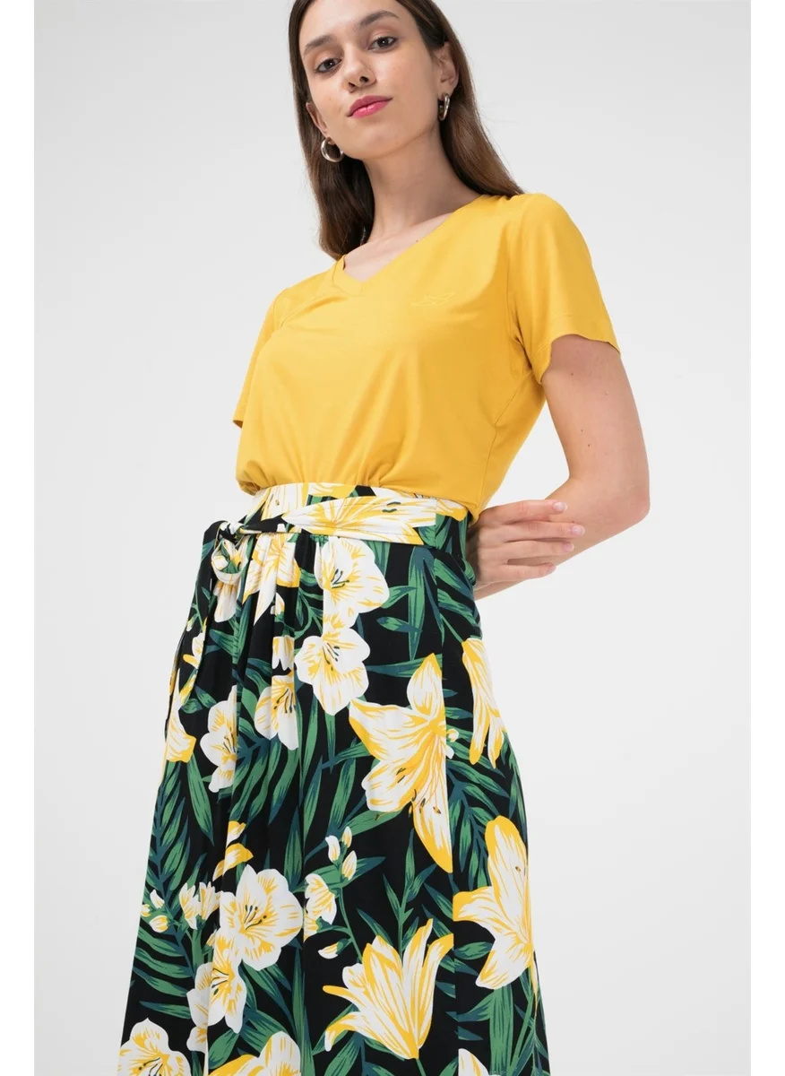 بي ار زد كولكشن Floral Patterned Viscose Skirt