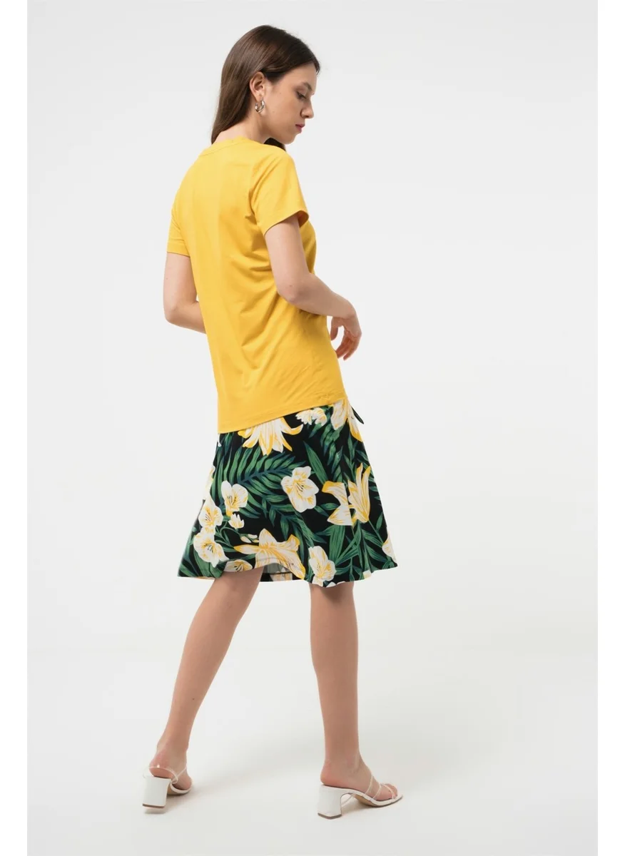 بي ار زد كولكشن Floral Patterned Viscose Skirt
