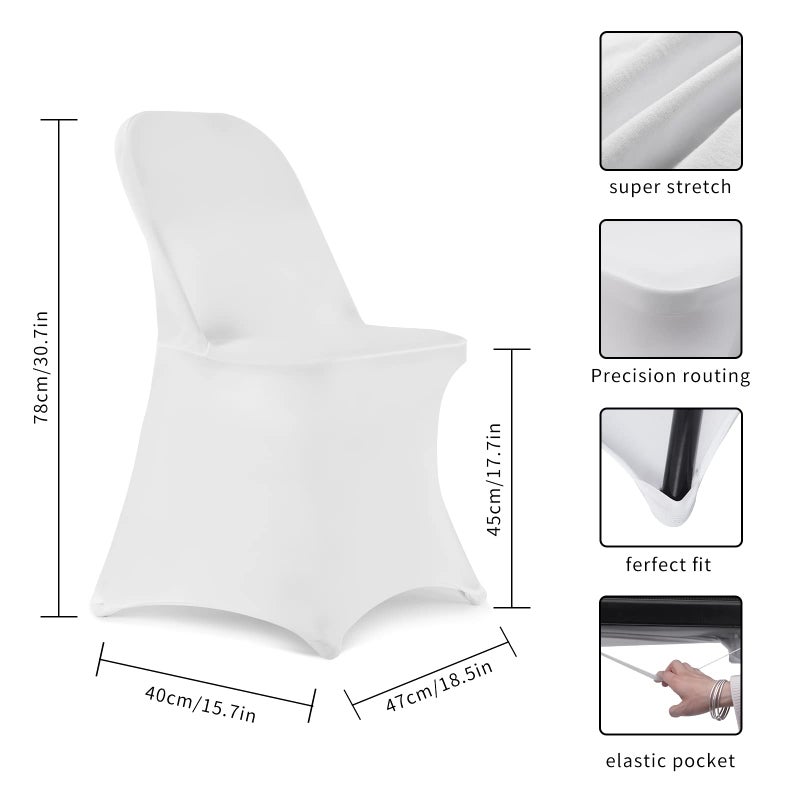 HAINARverS Stretch Spandex Folding Chair Covers 30PCS Universal Fitted Chair Cover Protector for Wedding,Party, Banquet, Holidays, Celebration, Decoration(White, 30 PCS) - Image 4