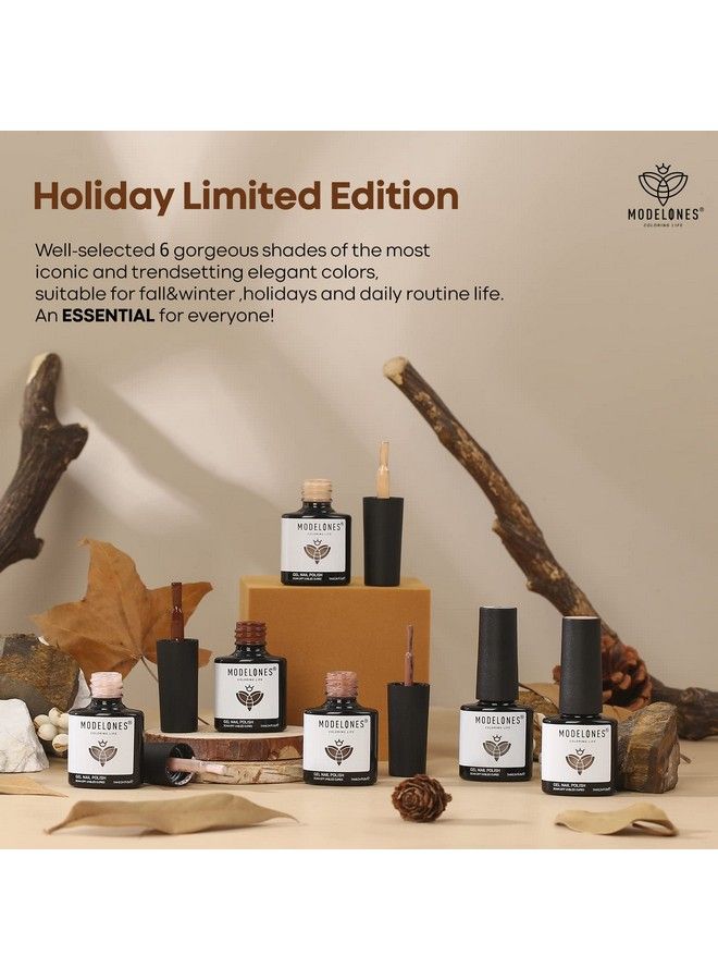 modelones Gel Nail Polish Set 6 Colors Nude Emerald Green Red Gel Nail Polish Kit Earth Tone Light Yellow Gel Polish Set Soak Off Led French Nail Art Manicure Starter Salon Diy Nail Gifts For Women - Image 3