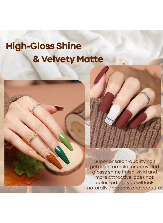 modelones Gel Nail Polish Set 6 Colors Nude Emerald Green Red Gel Nail Polish Kit Earth Tone Light Yellow Gel Polish Set Soak Off Led French Nail Art Manicure Starter Salon Diy Nail Gifts For Women - Image 5