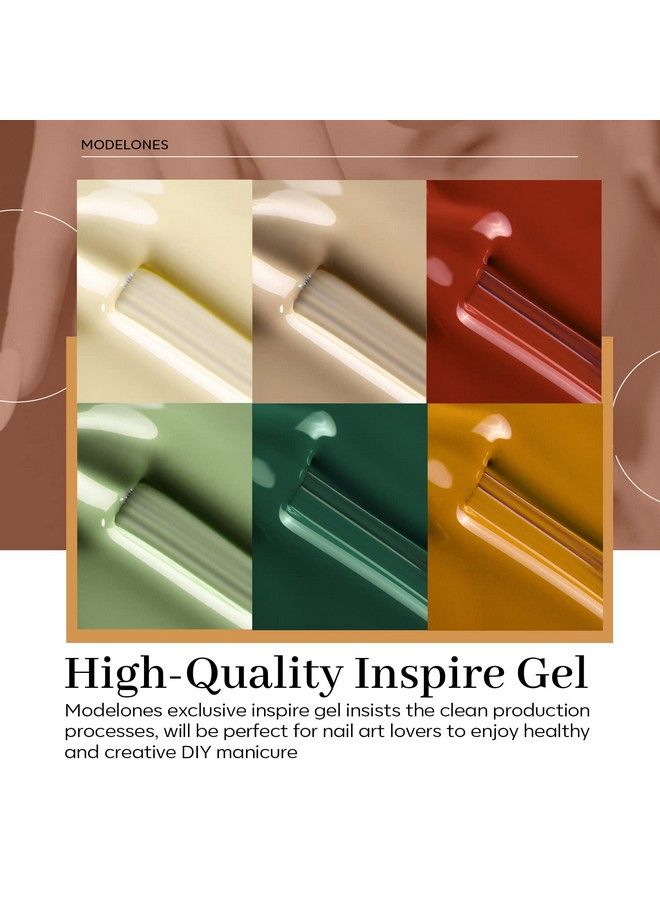 modelones Gel Nail Polish Set 6 Colors Nude Emerald Green Red Gel Nail Polish Kit Earth Tone Light Yellow Gel Polish Set Soak Off Led French Nail Art Manicure Starter Salon Diy Nail Gifts For Women - Image 4