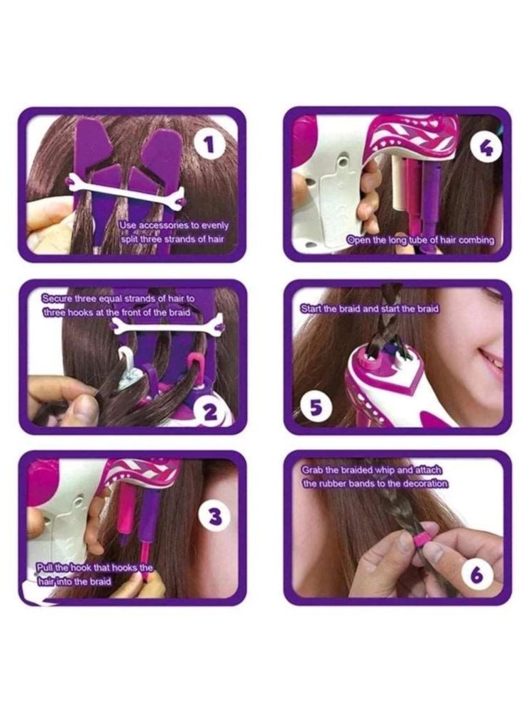 bracelet Automatic 3 Strand Hair Braider for Girls & Women – Battery Powered Hair Styling Tool, Easy 6-Step Braiding Machine for DIY Hairstyles, Portable Hair Accessory for Home or Travel (AA Batteries Not Included) - Image 5