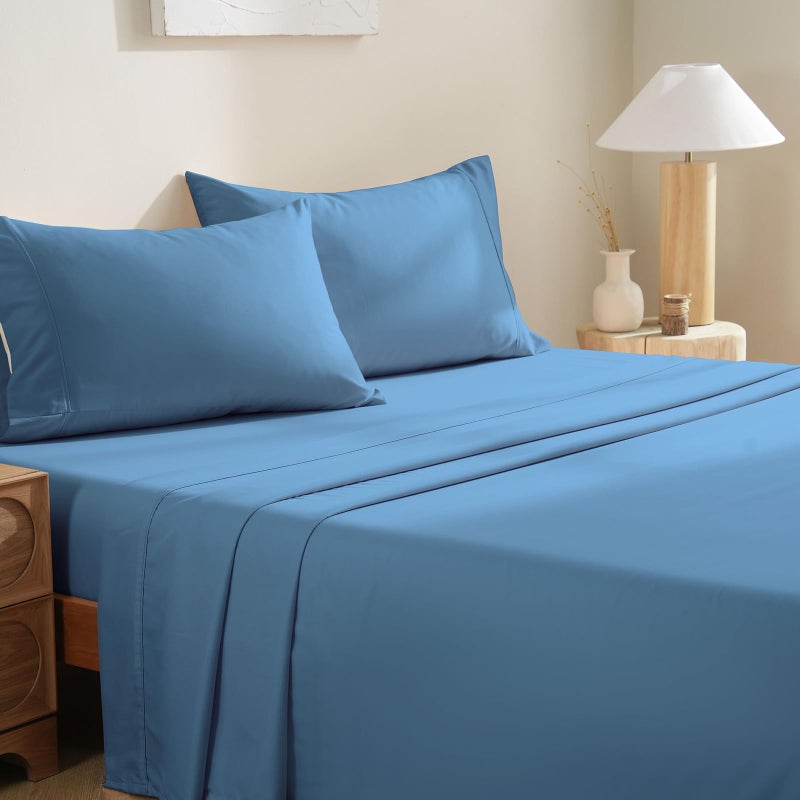 M&Co MCO Bedding Twin Bed Sheets Set - Soft Bed Sheets - Cooling Breathable Bedding Set with 16" Deep Pocket (3 Pieces, Twin, Blue Heaven) - Image 1