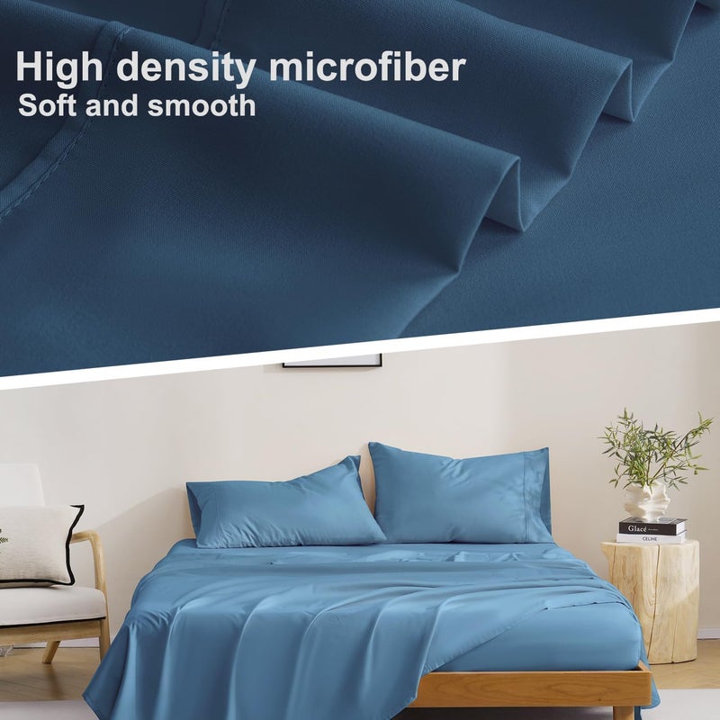 M&Co MCO Bedding Twin Bed Sheets Set - Soft Bed Sheets - Cooling Breathable Bedding Set with 16" Deep Pocket (3 Pieces, Twin, Blue Heaven) - Image 3