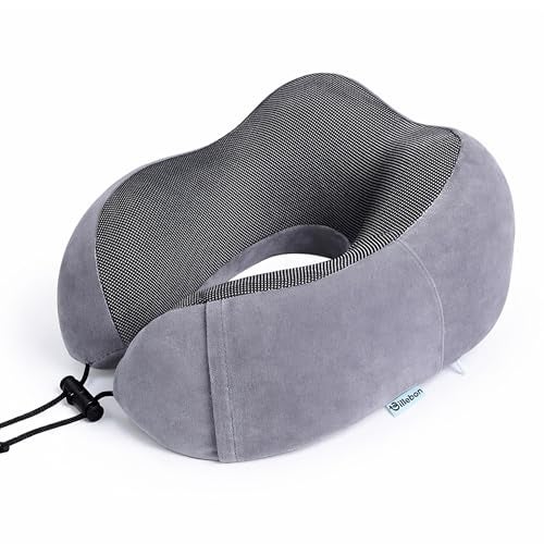 Billebon Neck Pillow for Travel – Comfortable Memory Foam Support, U-Shape Ergonomic Design, Portable for Flight Journeys, Lightweight Compact Build, Soft Washable Cover (Grey) - Image 1