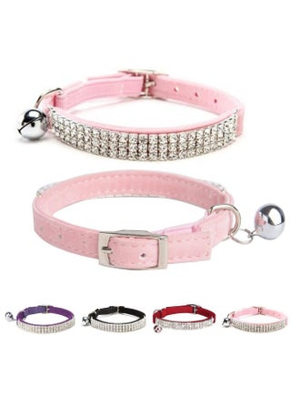 BINGPET Diamond Cat Collar,Adjustable Soft Velvet Leather Safe Kitten Collar with Shiny Rhinestones and Bells,Girl Boy Bling Stylish Cat Collars with Safety Elastic for Small Medium Cats,Pink - pzsku/Z6320A75B9AAA1A9F0848Z/45/_/1737031427/ebfb58e4-8704-493e-b924-e792386b8b0f