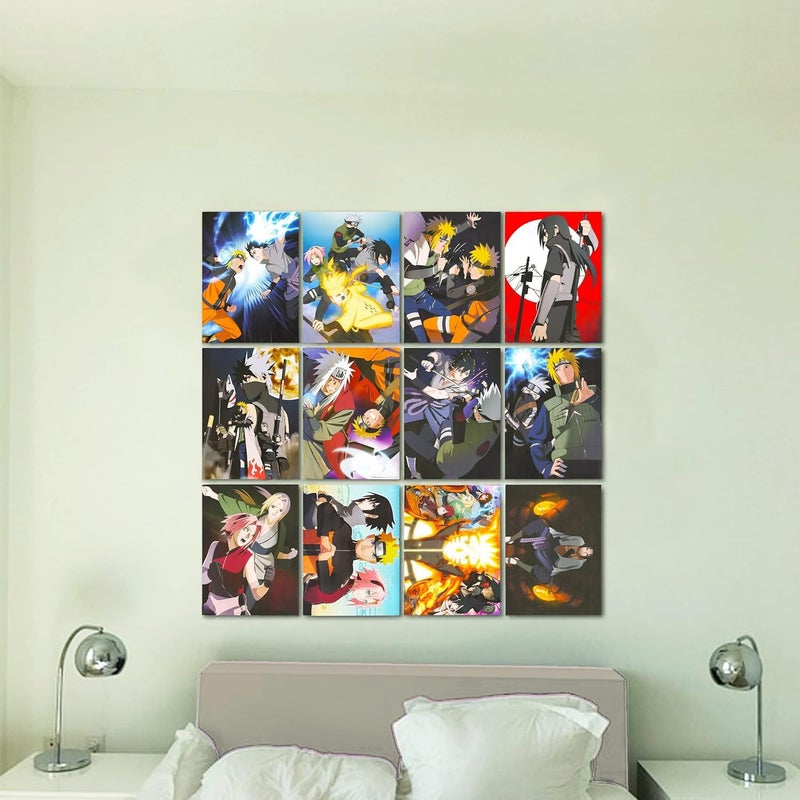Naruto Posters For Bedroom Room Decor Bundle | 12 Posters for Walls Anime Poster Pack Set With Anime Stickers | Naruto Room Decorations Set - Image 2