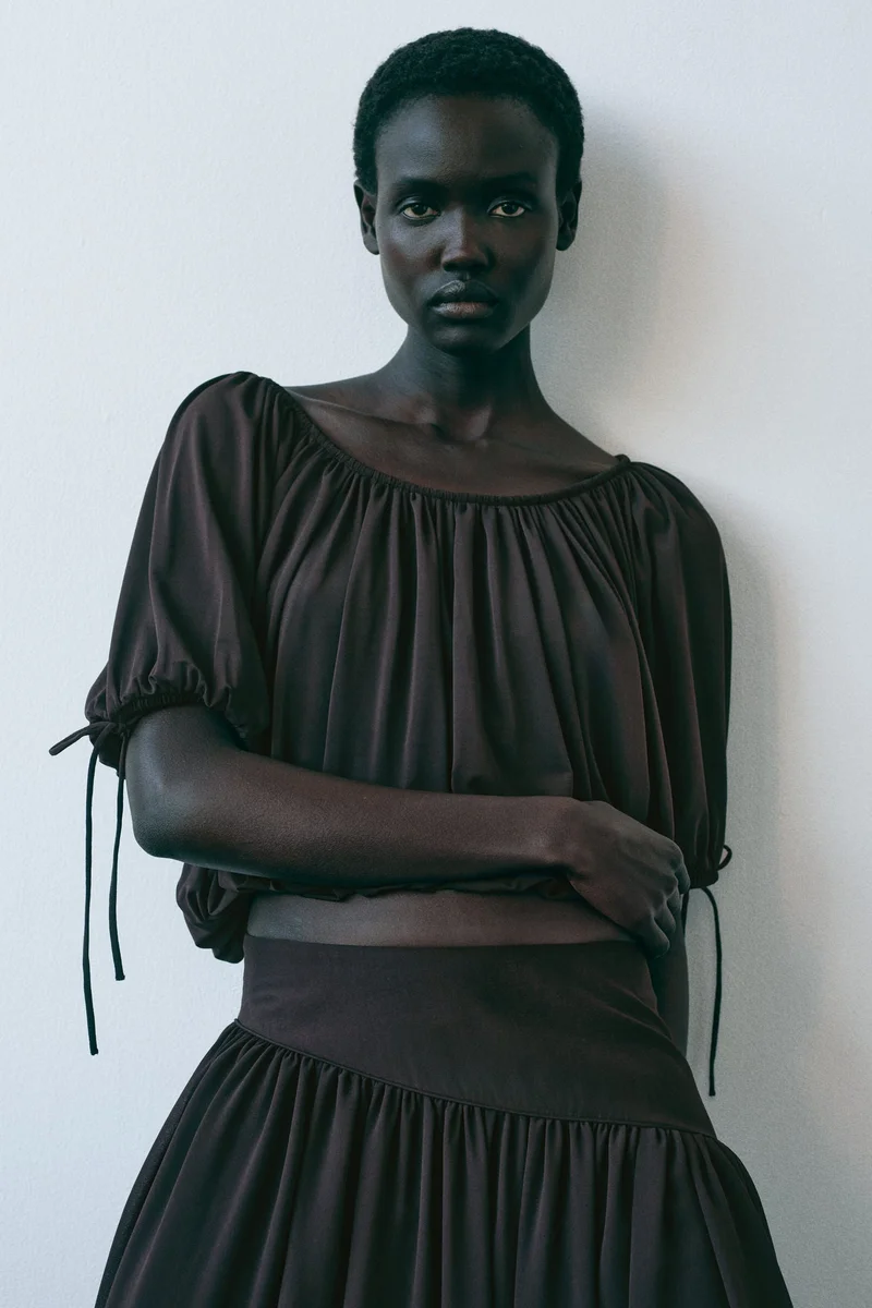 H&M Draped drawstring-detail top