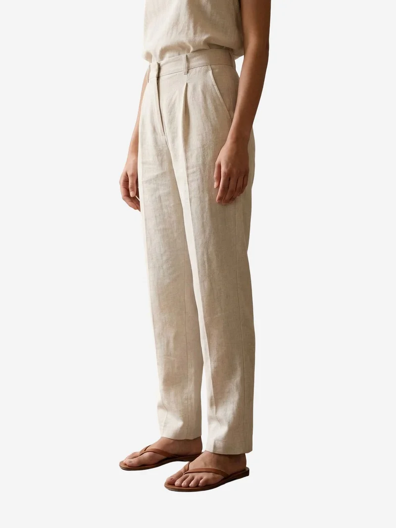 ماي فاشن MY FASHION High-Waist Straight-Leg Crepe Trousers