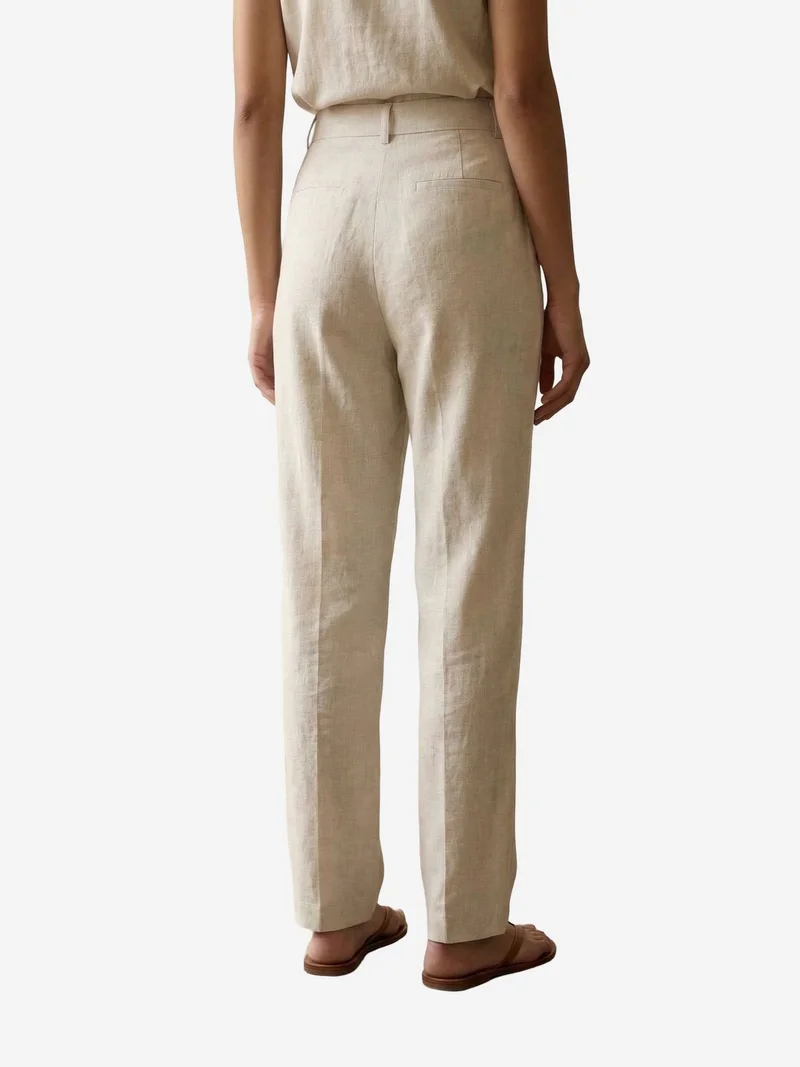 My Fashion Oatmeal Natural MY FASHION High-Waist Straight-Leg Crepe Trousers for Women | Best Price UAE