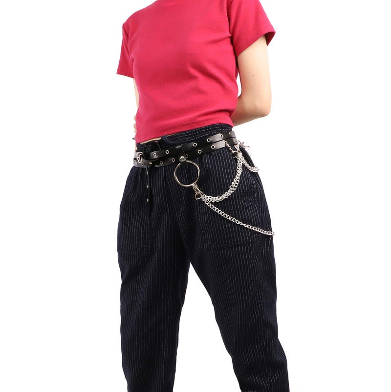 MILAKOO Eyelet Grommet Waist Belt for Women Pu Outfit Accessory for Stage Show Halloween Wear Decor - Image 5