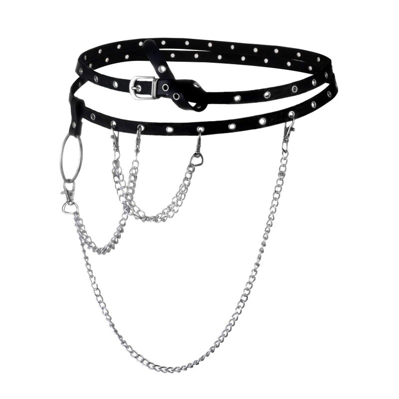 MILAKOO Eyelet Grommet Waist Belt for Women Pu Outfit Accessory for Stage Show Halloween Wear Decor - Image 1
