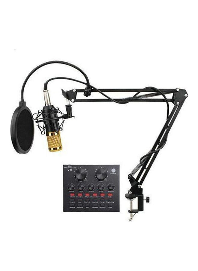 DUSALA Microphone Condenser + Set V8 Usb With Sound Card AZ-8452 Black-Gold - Image 2