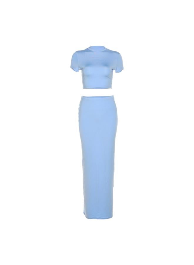 European And American Style Spring And Summer New Women's Short Navel T-shirt High Waist Hip Skirt Casual Suit