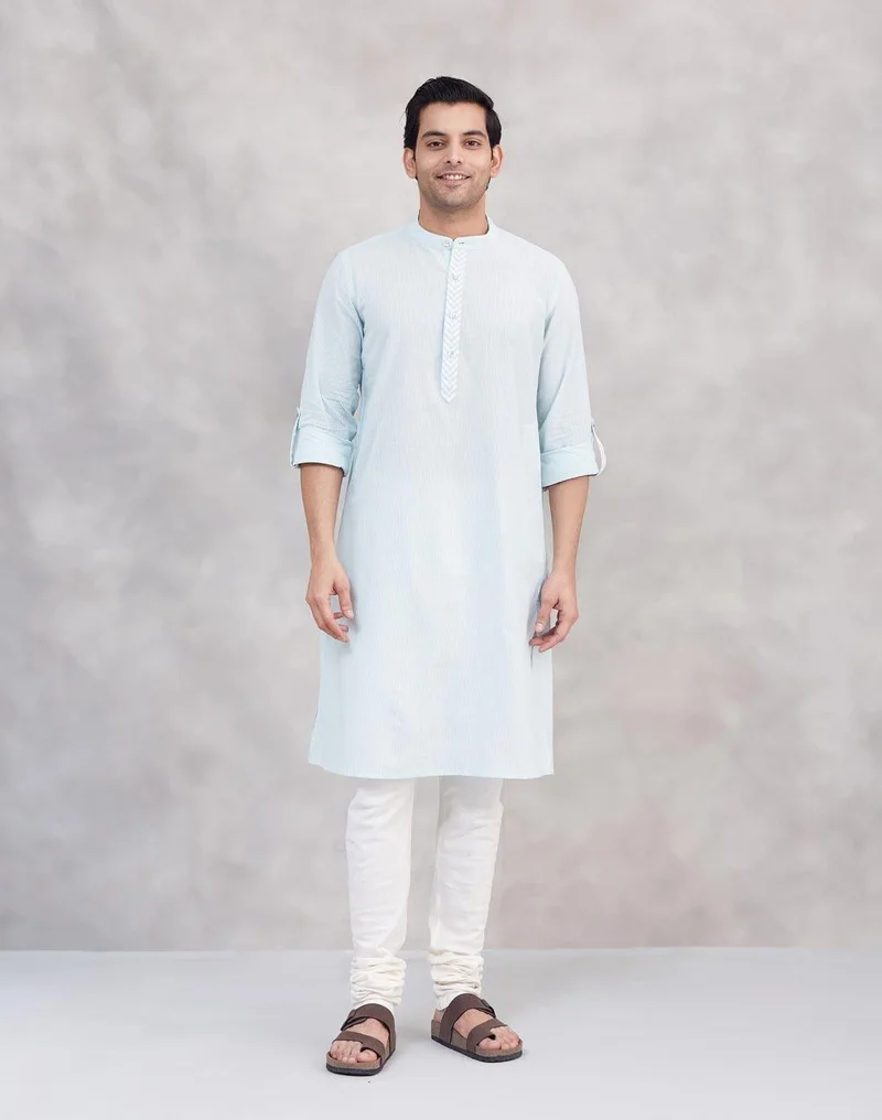 Fabindia Blue Cotton Long Kurta