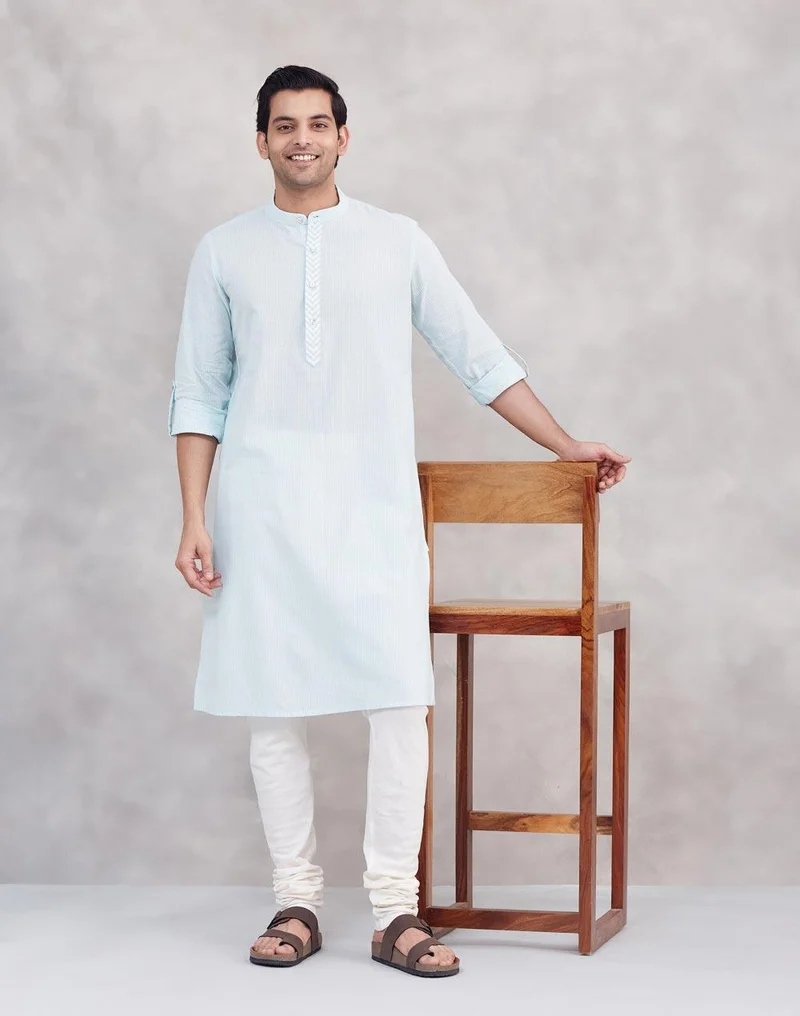 Fabindia Blue Cotton Long Kurta