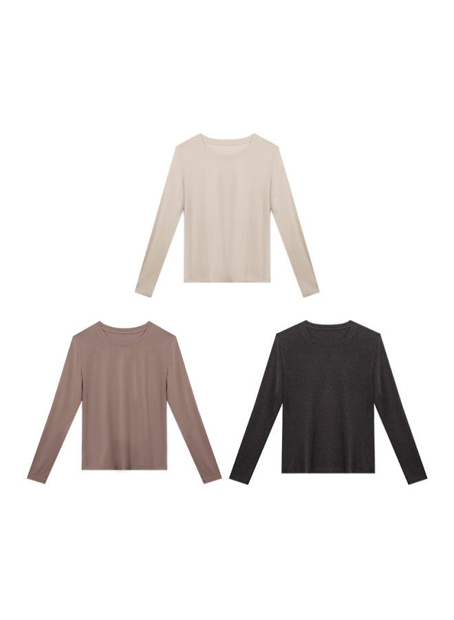 One's Member Lightweight Warm Soft Round Neck Modal Acrylic Seamless Slimming Base Layer Shirt