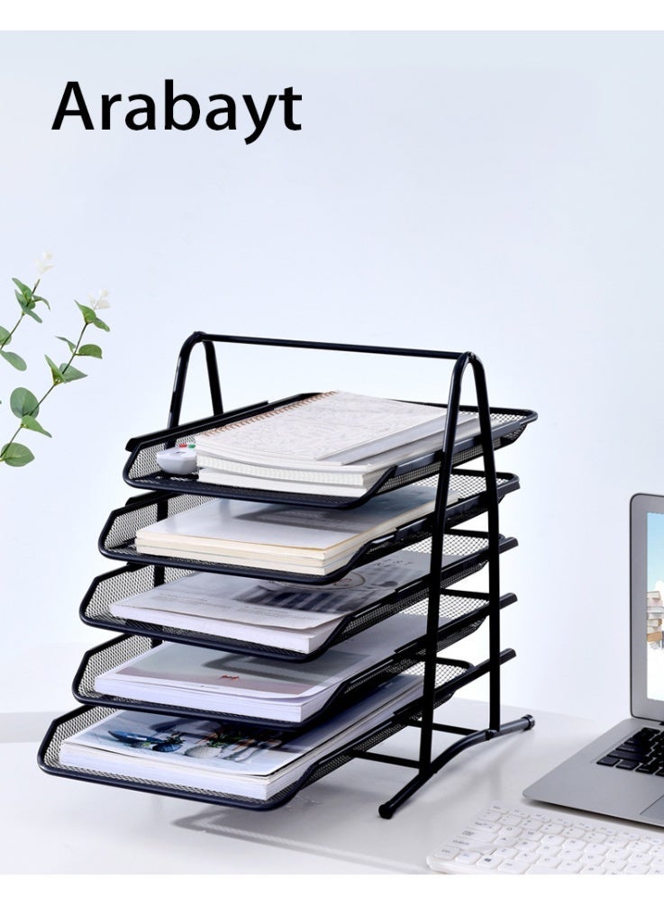 Arabayt 5-Tier Pull-Out File Rack｜Desktop Office Storage Unit｜Multi-Tier Document Organiser｜Creative Multi-Functional Storage Solution (Suitable for Offices/Study Rooms) - Image 1
