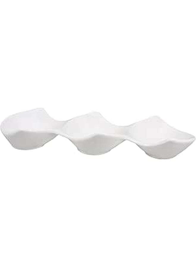 3 Piece Ceramic Sauce Dipping Bowls Set 11in Serving Tray for Appetizers - Image 1