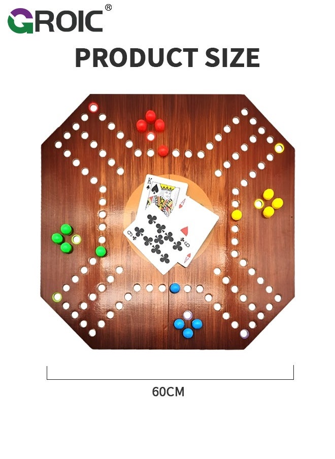 GROIC - Jackaroo Board Game,Ludo Board Game,Folding Board Game for 4 Players with 16 Marbles and Cards,60 cm x 60 cm Size,Jackaroo Game Family Game Marble Game - Image 1