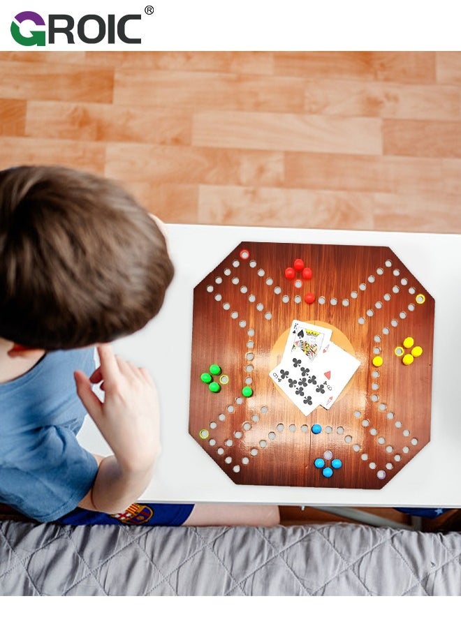 GROIC - Jackaroo Board Game,Ludo Board Game,Folding Board Game for 4 Players with 16 Marbles and Cards,60 cm x 60 cm Size,Jackaroo Game Family Game Marble Game - Image 1