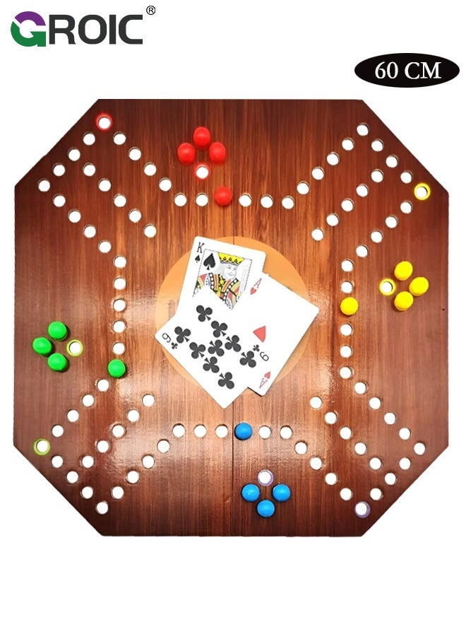 GROIC - Jackaroo Board Game,Ludo Board Game,Folding Board Game for 4 Players with 16 Marbles and Cards,60 cm x 60 cm Size,Jackaroo Game Family Game Marble Game - Image 1