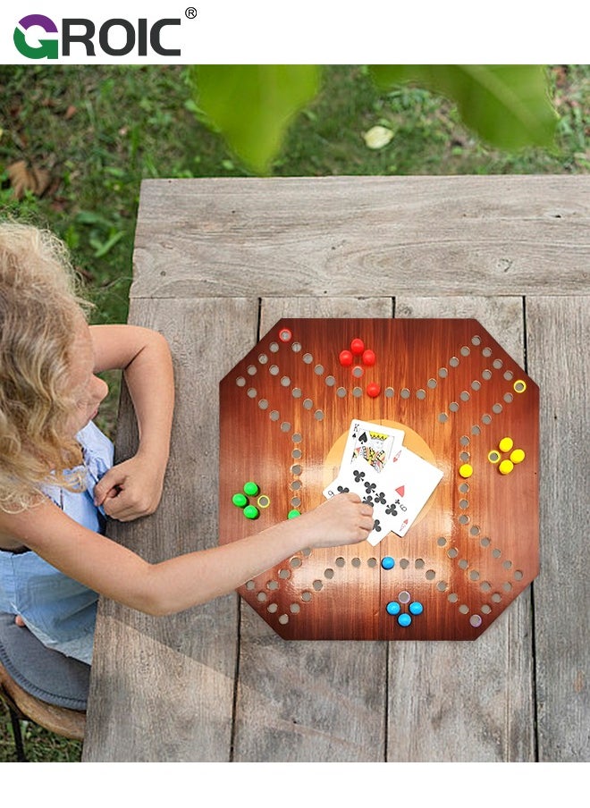 GROIC - Jackaroo Board Game,Ludo Board Game,Folding Board Game for 4 Players with 16 Marbles and Cards,60 cm x 60 cm Size,Jackaroo Game Family Game Marble Game - Image 1