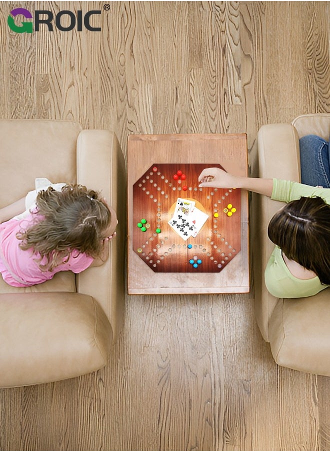 GROIC - Jackaroo Board Game,Ludo Board Game,Folding Board Game for 4 Players with 16 Marbles and Cards,60 cm x 60 cm Size,Jackaroo Game Family Game Marble Game - Image 1