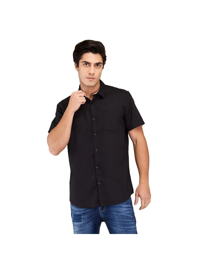 Being Human Mens Black Collared Short Sleeve Shirt