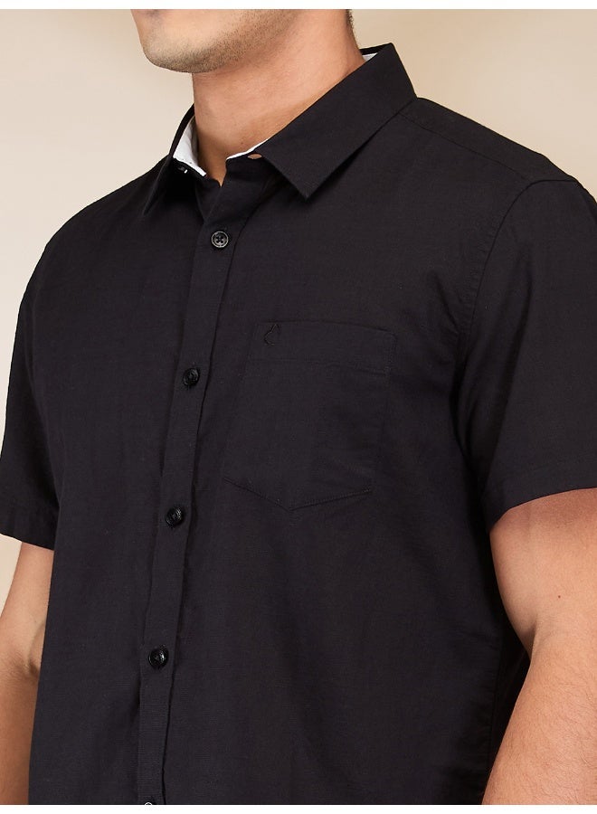 Being Human Mens Black Collared Short Sleeve Shirt - Image 4