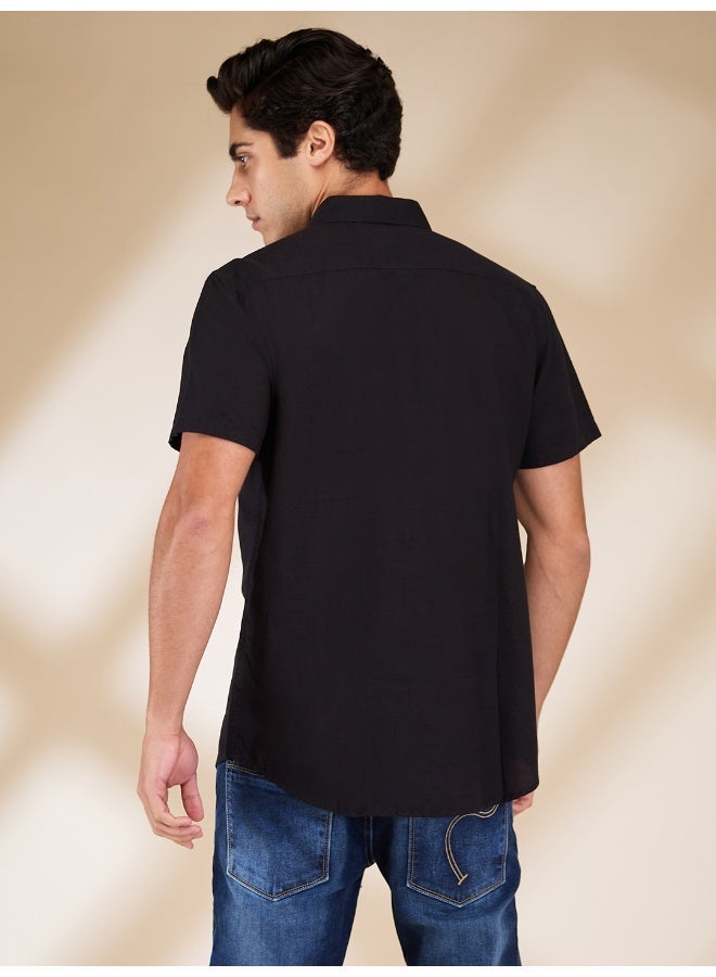 Being Human Mens Black Collared Short Sleeve Shirt - Image 3