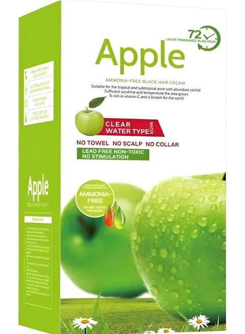 Apple Ammonia-Free Black Hair Cream, 100% Organic Black Hair Dye- Natural Black Hair Color cream Hair Dye, Natural Black 500x2ml (Apple 72)