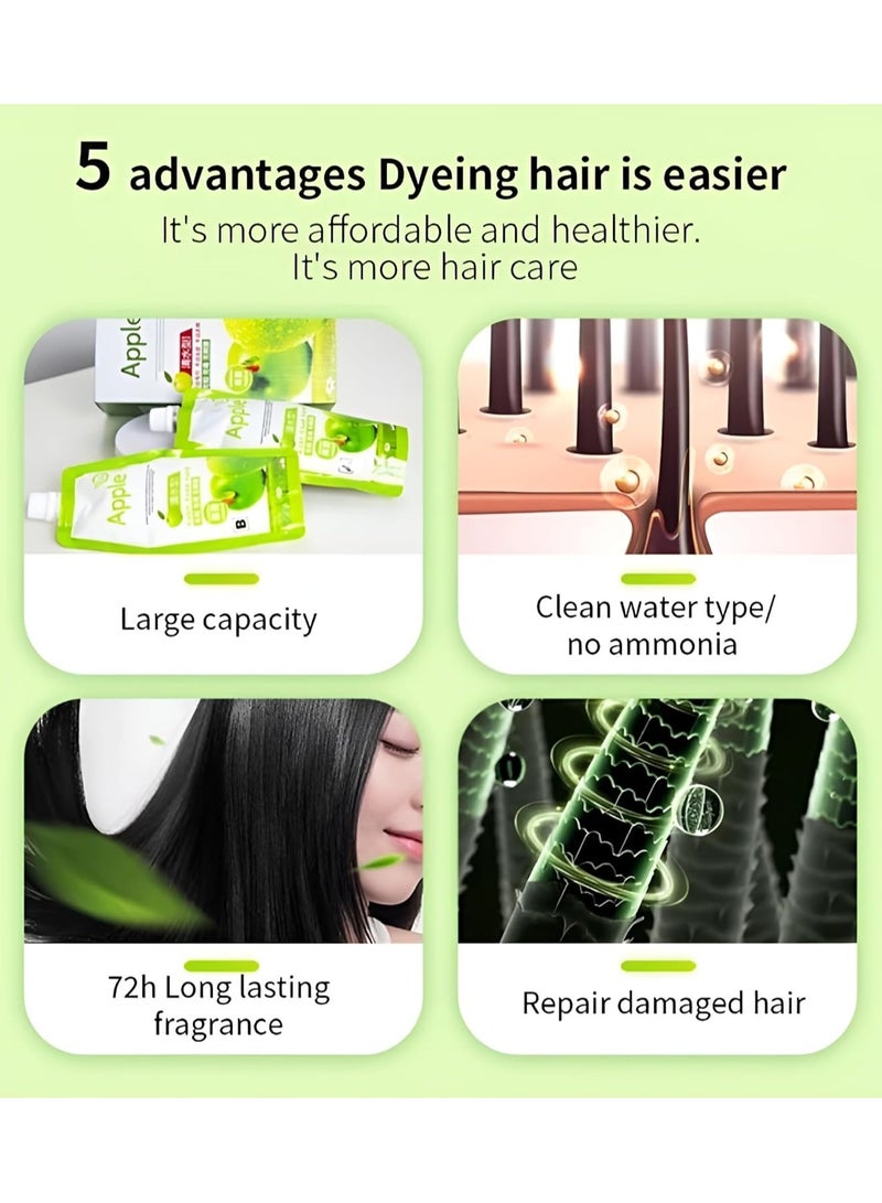 Apple Blossoms Apple Ammonia-Free Black Hair Cream, 100% Organic Black Hair Dye- Natural Black Hair Color cream Hair Dye, Natural Black 500x2ml (Apple 72) - Image 2