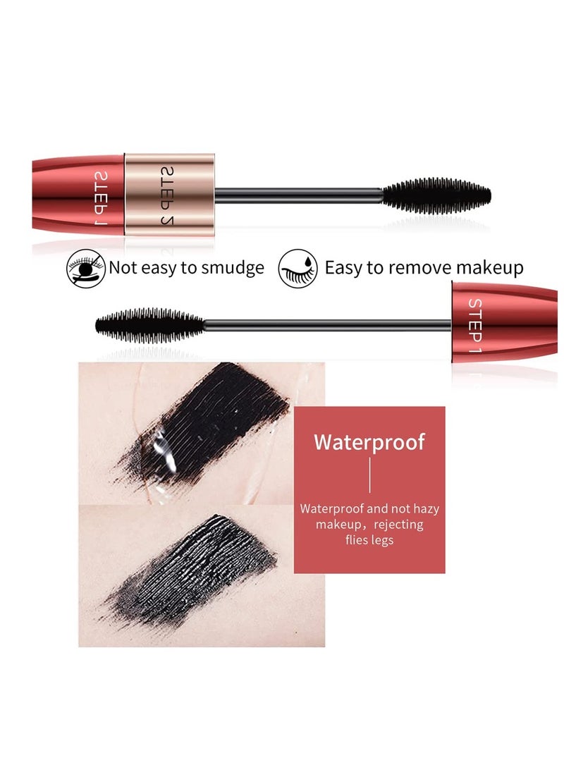 Excefore 4D Silk Fiber Lash Mascara, 2 brush heads, 2 in 1 Mascara, Lengthening and Thick, Waterproof Extra Long Lash Eyelashes, Voluminous Eyelashes , Smudge-proof (1 Pcs) - Image 4