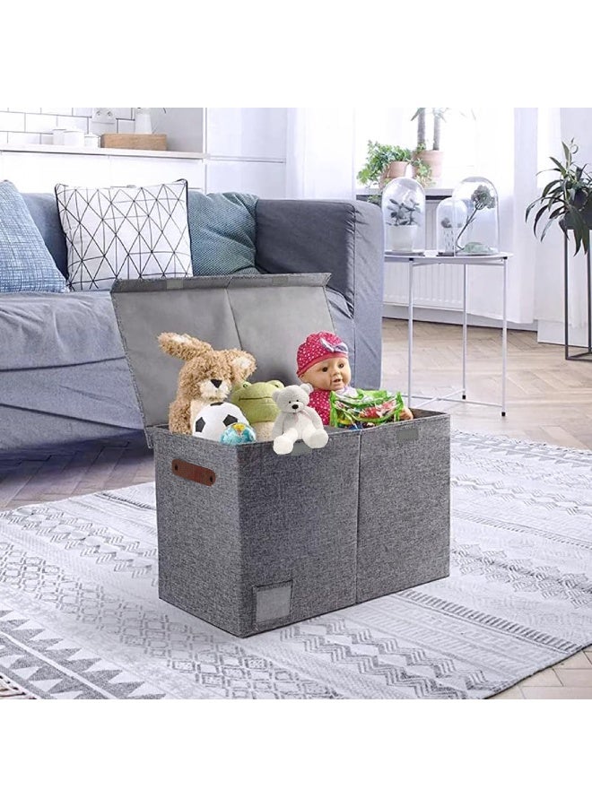 والالا صندوق ألعاب ذو سعة كبيرة جدًا قابل للطي، صندوق تخزين منزلي، صناديق تنظيم تخزين الألعاب، حاوية سلال ملابس قابلة للطي مع غطاء، مقابض حاوية سلال بمقابض، قلاب مزدوج - Image 3