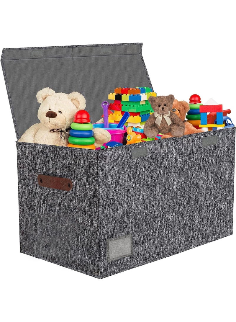 والالا صندوق ألعاب ذو سعة كبيرة جدًا قابل للطي، صندوق تخزين منزلي، صناديق تنظيم تخزين الألعاب، حاوية سلال ملابس قابلة للطي مع غطاء، مقابض حاوية سلال بمقابض، قلاب مزدوج - Image 1