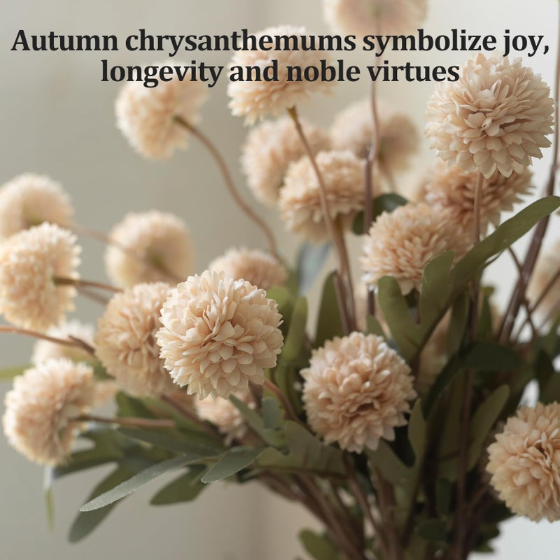 TBOHCRAFED Ceramic Flower Vase Set of 3, Fake Flowers in Vase for Centerpieces with 8 Artificial Autumn Chrysanthemums Artificial Decorative Swags - Image 5