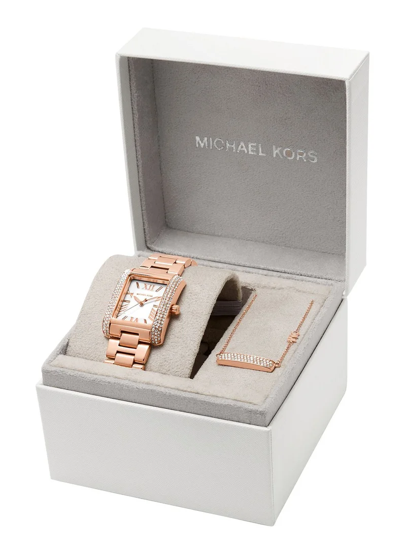 Michael Kors Emery Analog Watch + Necklace Set