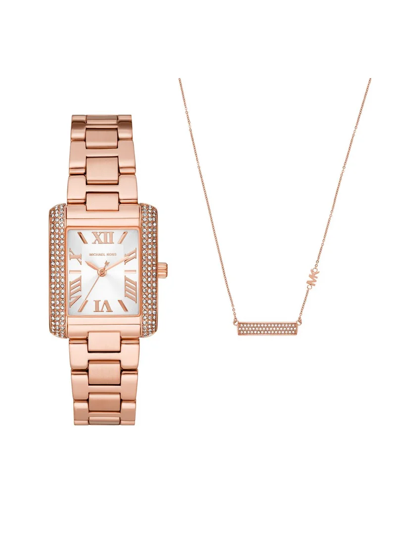 Michael Kors Emery Analog Watch + Necklace Set