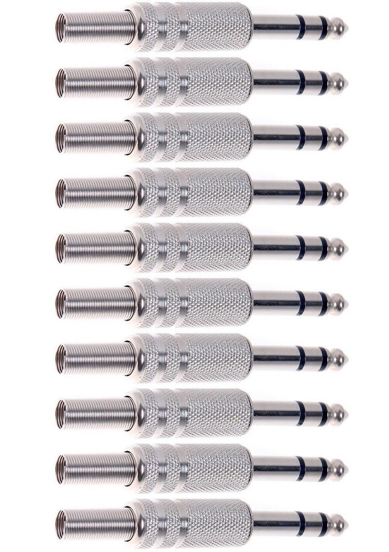 CESS موصل معدني ستيريو ذكر 6.35 مم 1/4 بوصة مع قابس تخفيف الضغط الزنبركي (10 عبوة) - Image 4
