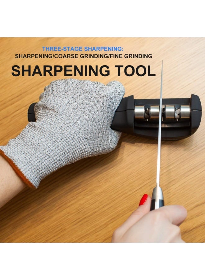4-in-1 kitchen knife accessories: Level 3 sharpener helps repair, restore, and polish blades (black) - Image 5