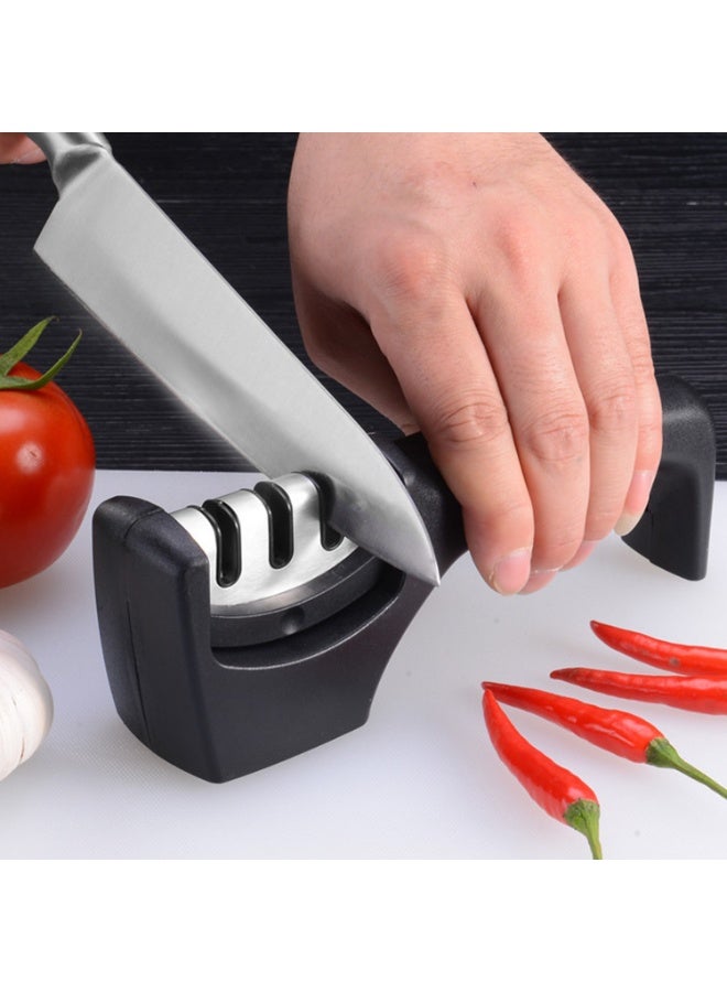 4-in-1 kitchen knife accessories: Level 3 sharpener helps repair, restore, and polish blades (black) - Image 2