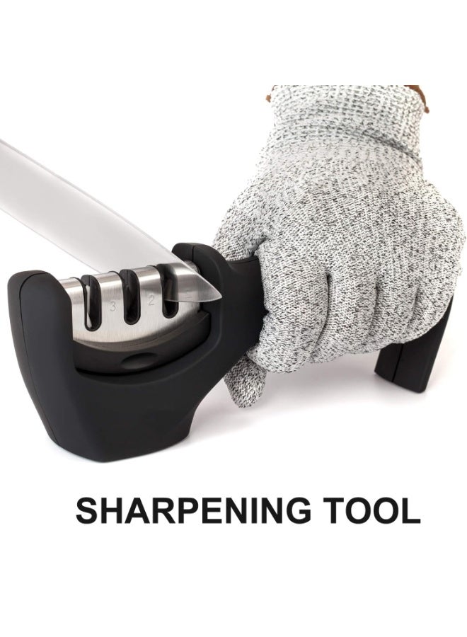 4-in-1 kitchen knife accessories: Level 3 sharpener helps repair, restore, and polish blades (black) - Image 4